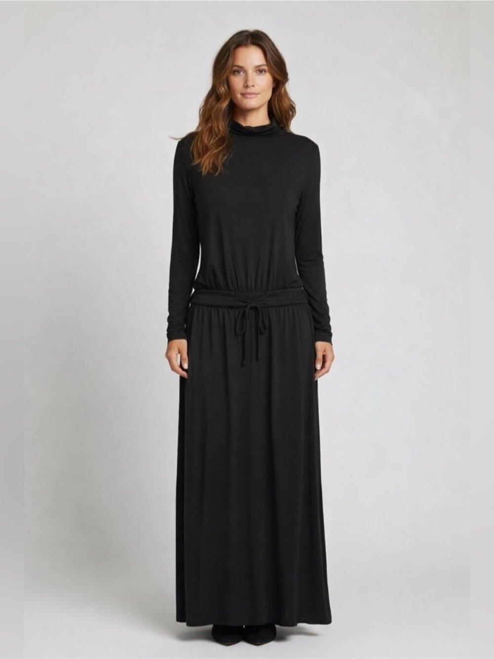 Burberry Black Drop Waist Corset Longsleeve 100% Silk maxi dress Whimsygoth - Picture 3 of 12